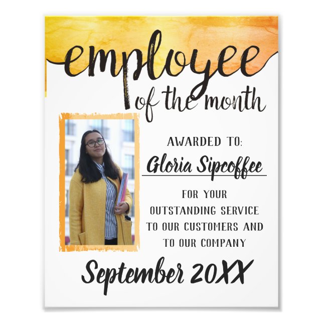 Employee of the month photo award certificate (Front)