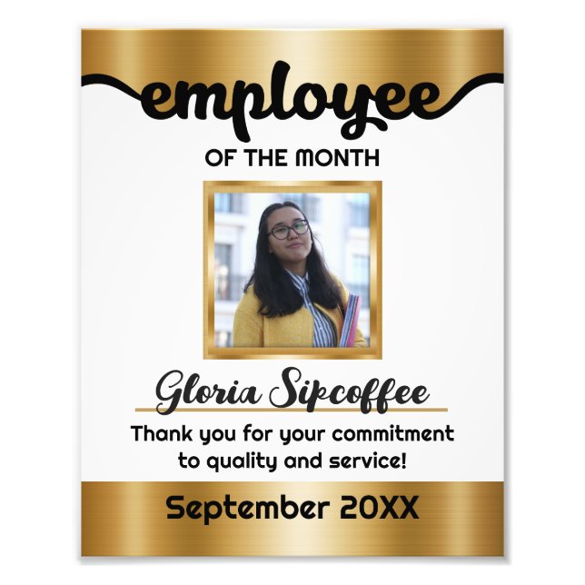 Employee of the month photo award certificate (Front)