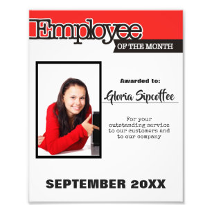 Employee of the month photo award certificate print