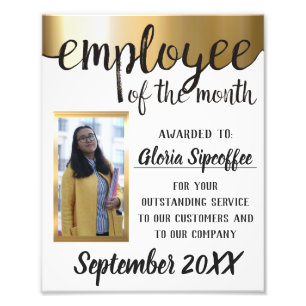 Employee of the month photo award certificate print