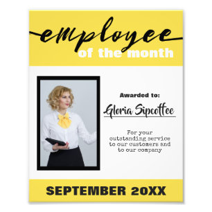 Employee of the month photo award certificate print