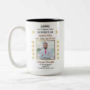 Employee of the Month Photo Golde Superstar award Two-Tone Coffee Mug