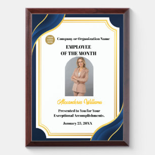 Employee Of The Month Photo Logo Gold Award Plaque