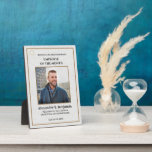 Employee Of The Month Photo Logo Gold Custom Award Plaque<br><div class="desc">Employee Of The Month Photo Logo Gold Personalize Awards Plague for your employees at your company. Replace with your information,  Photo,  and logo or symbol and photograph.  Great to use for Award ceremonies or just to thank someone for their service.</div>