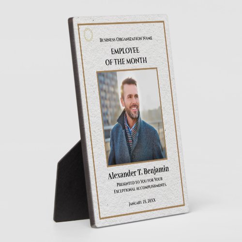 Employee Of The Month Photo Logo Gold Custom Award Plaque