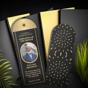 Employee of the Month Photo Logo Gold Favors  Bookmarks