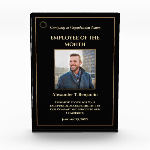 Employee Of The Month Photo Logo Gold Personalize 