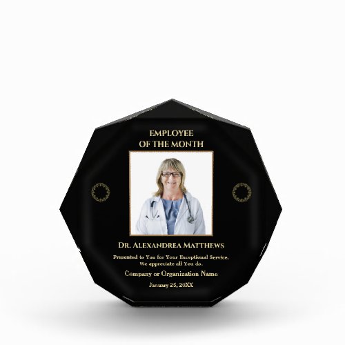 Employee Of The Month Photo Logo Gold Personalize Acrylic Award