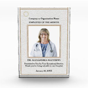 Employee Of The Month Photo Logo Gold Personalize  Acrylic Award