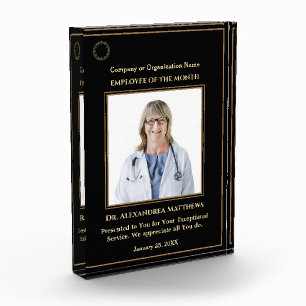 Employee Of The Month Photo Logo Gold Personalize  Acrylic Award