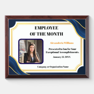 Employee Of The Month Photo Logo Gold Personalize  Award Plaque
