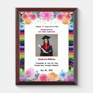 Employee Of The Month Photo Logo Gold Personalize Award Plaque