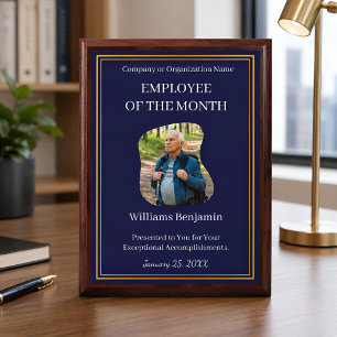 Employee Of The Month Photo Logo Gold Personalize Award Plaque