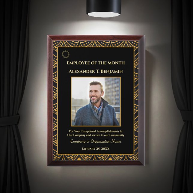 Employee Of The Month Photo Logo Gold Personalize  Award Plaque (Employee Of The Month Photo Logo Gold Personalize Award Plaque for your employees award events. )