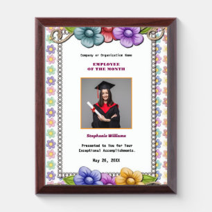 Employee Of The Month Photo Logo Gold Personalize Award Plaque