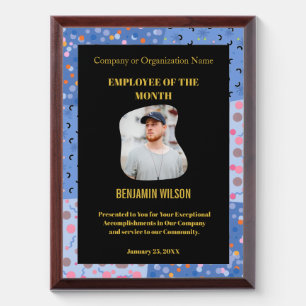 Employee Of The Month Photo Logo Gold Personalized Award Plaque