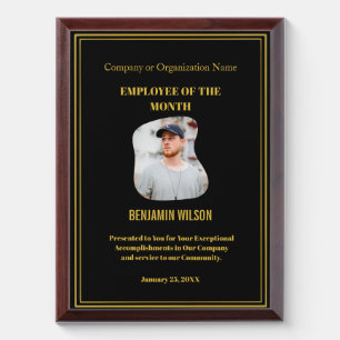 Employee Of The Month Photo Logo Gold Personalized Award Plaque