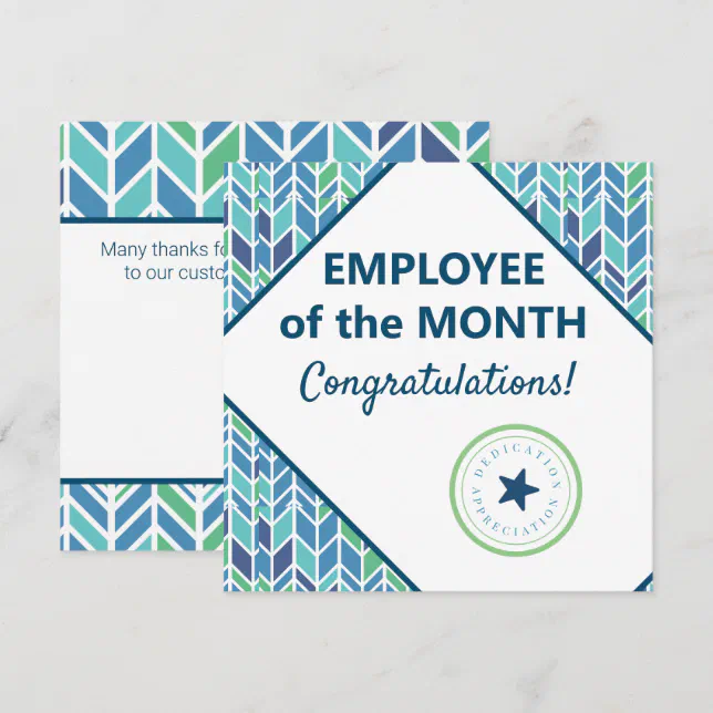 Employee of the month recognition award card | Zazzle