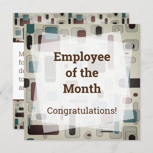 Employee of the month recognition award card
