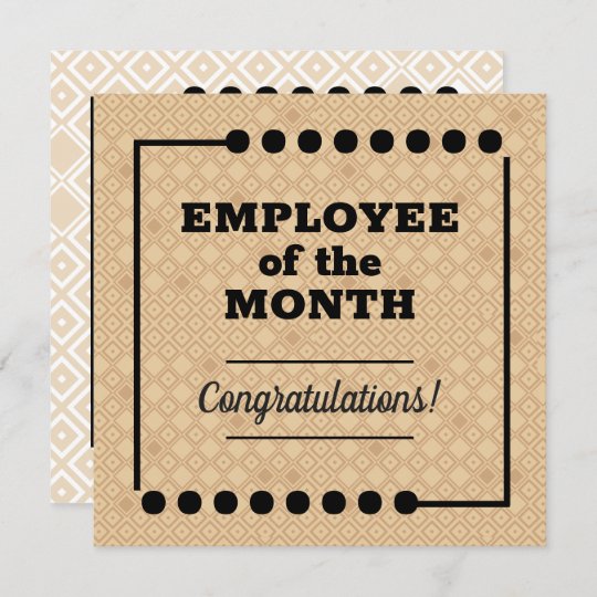 Employee Of The Month Recognition Award Card