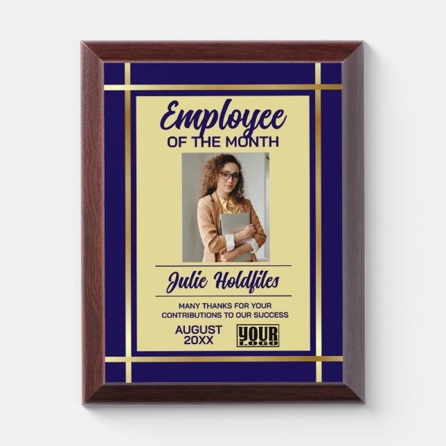 Employee of the month recognition photo award plaque (Vertical)