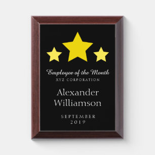 Employee of the Month Stars Black Template Award Plaque