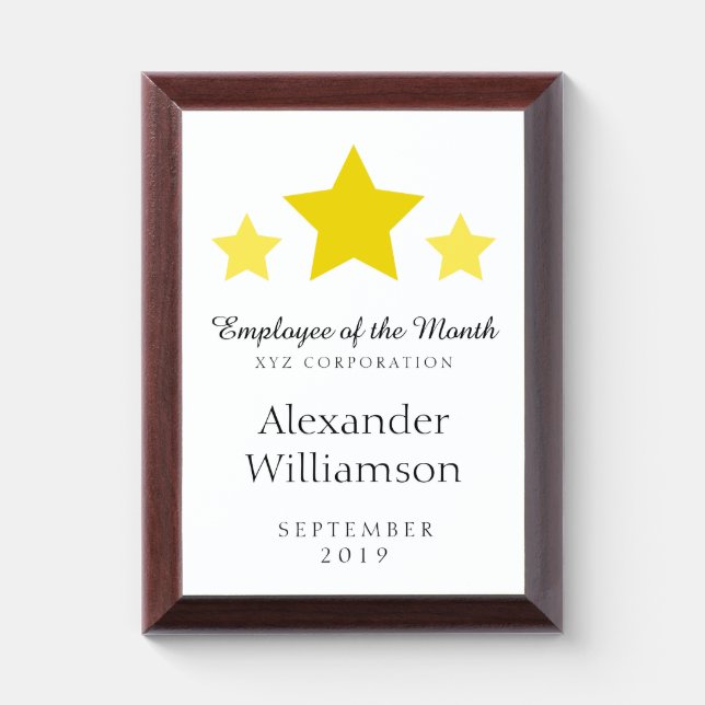 Employee of the Month | Stars Template Award Plaque (Vertical)