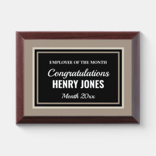 Employee Of The Month ustom Black Beige Wood Award Plaque