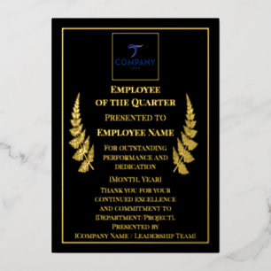 Employee of the Quarter Custom Foil Award 5×7 Holiday Card