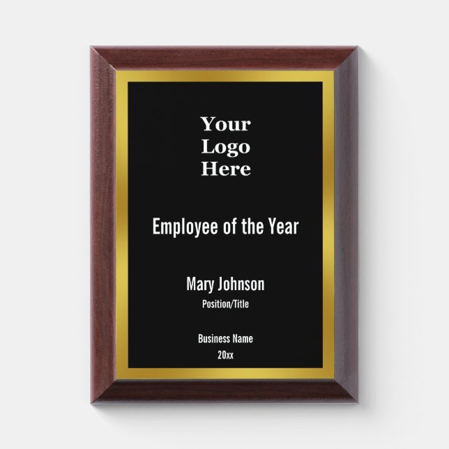 Employee of the Year and Business Logo Template Award Plaque (Vertical)