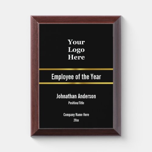 Employee of the Year and Your Logo Here Template Award Plaque