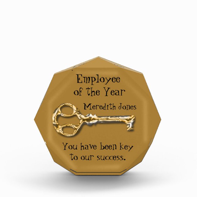 Employee of the Year Antique Key Appreciation Acrylic Award (Front)