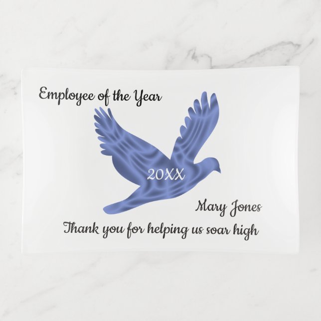Employee of the Year Appreciation Recognition Trinket Tray (Front)