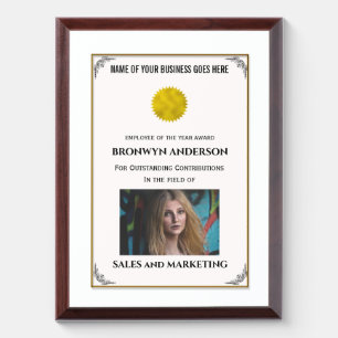 Employee of the year award DIY logo photo flourish Plaque
