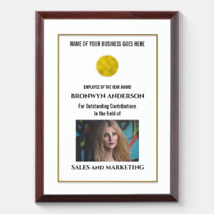 Employee of the year award DIY logo photo prize Plaque