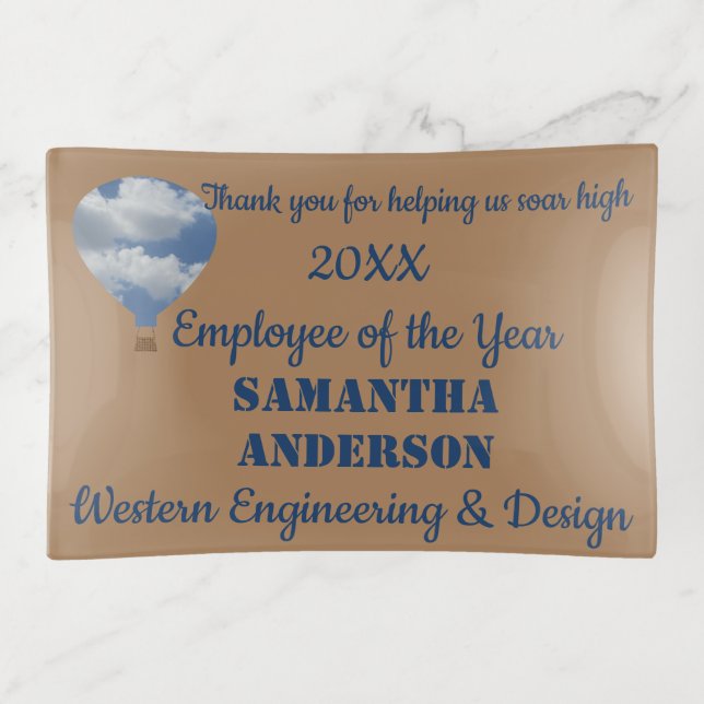 Employee of the Year Award Workplace Recognition Trinket Tray (Front)