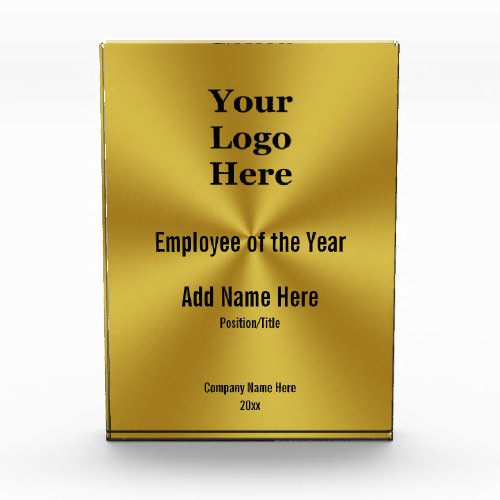 Employee of the Year Black and Gold Your Logo Here Acrylic Award