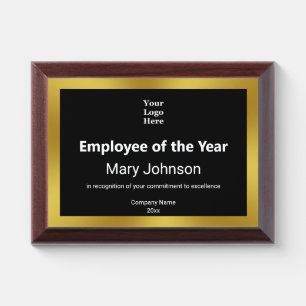 Employee of the Year Black White and Gold Template Award Plaque
