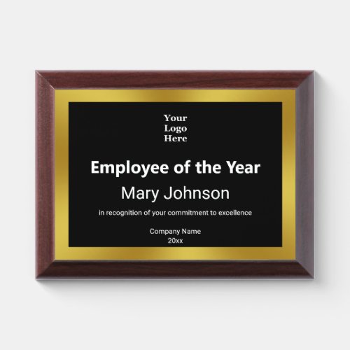 Employee of the Year Black White and Gold Template Award Plaque