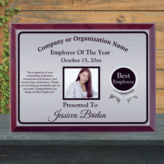 Employee Of The Year Company Photo Silver Award  Plaque (Creator Uploaded)