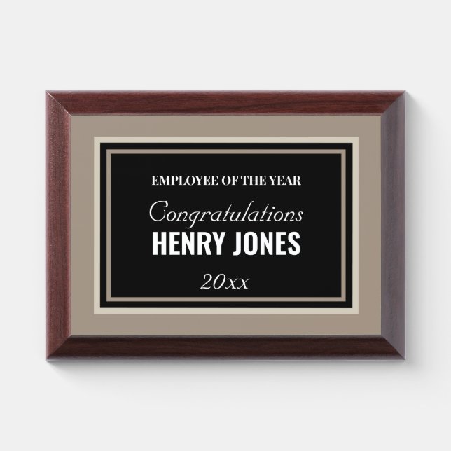 Employee Of The Year Custom Black Beige Wood Award (Horizontal)