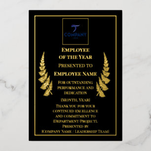 Employee of the Year Custom Foil Award 5×7 Frame Foil Holiday Card