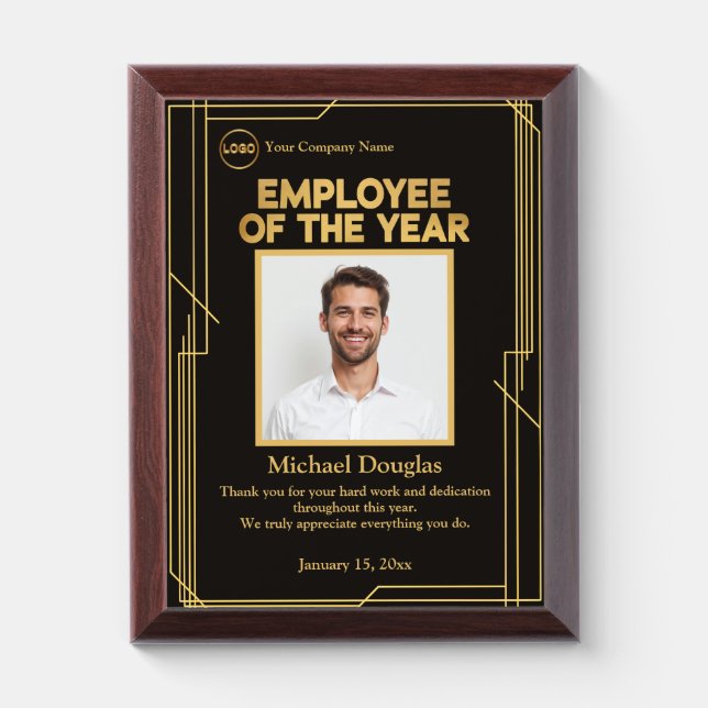 Employee of the Year Custom Modern Geometric Award Plaque (Vertical)