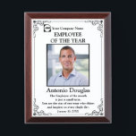 Employee of the Year Custom Photo Award Plaque<br><div class="desc">Award to recognize your favorite Employee. Let them know how much you appreciate them. Personalized Photo,  Best Words of Appreciation for Employee of the Month</div>