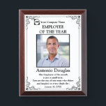 Employee of the Year Custom Photo Award Plaque<br><div class="desc">Award to recognize your favorite Employee. Let them know how much you appreciate them. Personalized Photo,  Best Words of Appreciation for Employee of the Month</div>