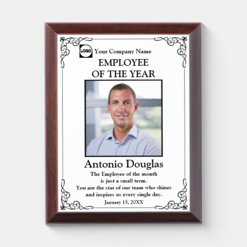 Employee of the Year Custom Photo Award Plaque