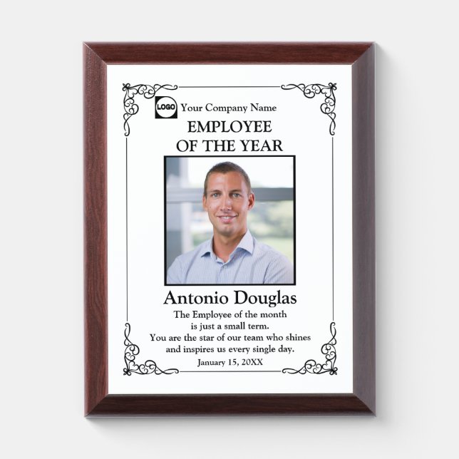 Employee of the Year Custom Photo Award Plaque (Vertical)