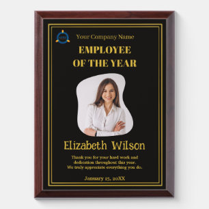 Employee of the Year Custom Photo Gold & Black A Award Plaque