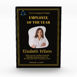 Employee of the Year Custom Photo Gold & Black Acrylic Award