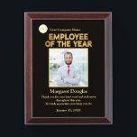 Employee of the Year Custom Photo | Gold & Black Award Plaque<br><div class="desc">Congratulations on being the Employee of the Year! This custom photo and message award plaque is a thoughtful way to recognize your dedication and hard work. you were ensuring a durable and long-lasting keepsake that you can cherish for years to come. The ability to personalize the message and photo makes...</div>